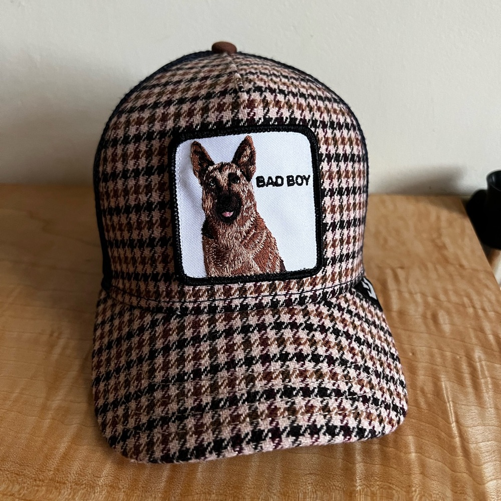 Goorin Bros Bad Boy Houndstooth Trucker Hat German Shepard